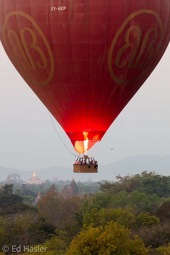 The balloon starts to rise in the dawn sky
